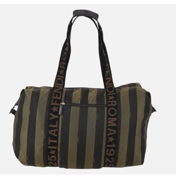 FENDI Pecan Canvas Boston Bag Black Brown - Picture 1 of 15